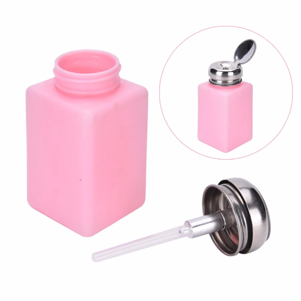1Pc Empty Pump Liquid Alcohol Press Nail Polish Remover Cleaner Bottle Dispenser Make Up Refillable Container | Красота и здоровье