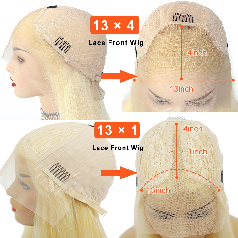 613 Blonde13x6 HD кружевные передние парики из человеческих волос 150% прямые
