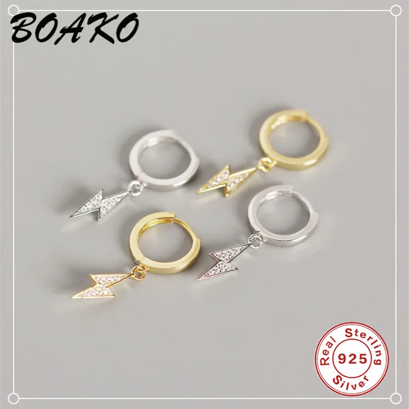 BOAKO модные простые серьги-гвоздики подвеска с молнией 925 серебряные серьги для женщин ювелирные изделия Крошечные Хрустальные Серьги