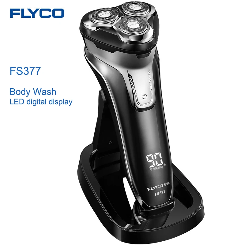 

Бритва Flyco FS377 Бритва для стрижки бороды с 3 плавающими головками полностью моющаяся триммер для волос дисплей для мужчин LED