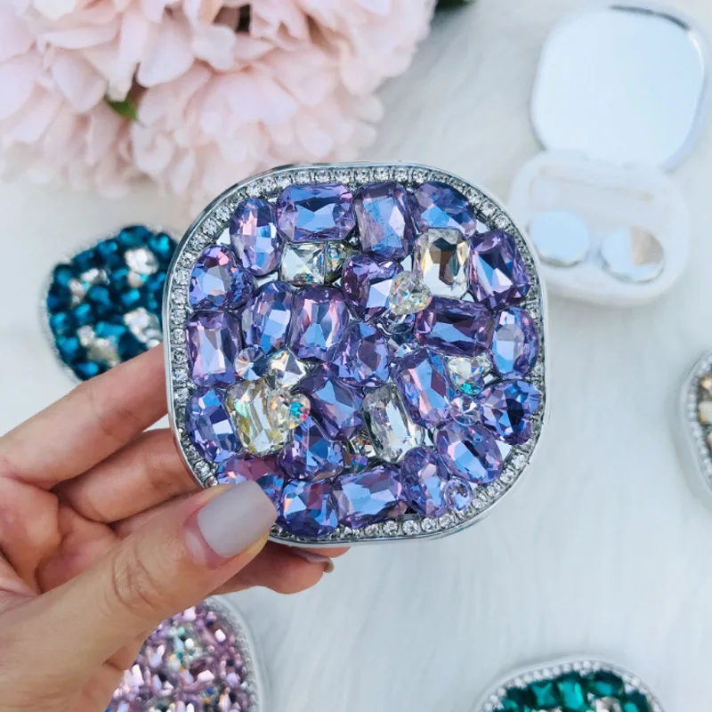 Чехол для контактных линз с сияющими бриллиантами простая коробка хранения