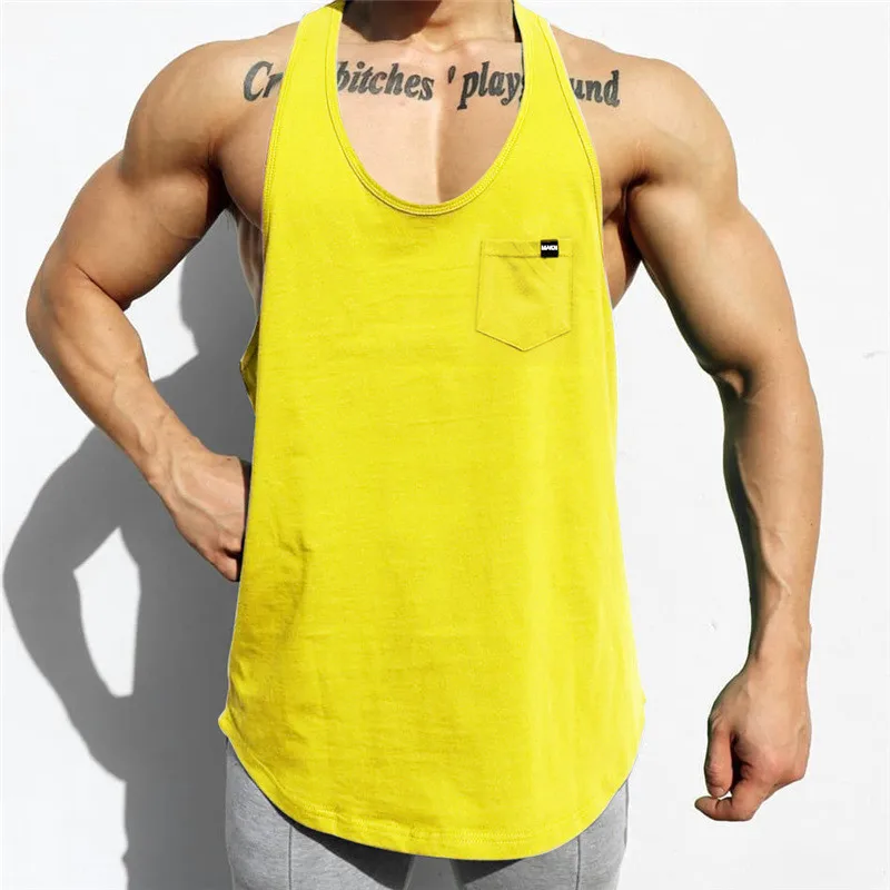 

2021Summer New Solid Bodybuilding Tank Tops Men Gym Workout Fitness sleeveless shirt Male Cotton Undershirt Casual Singlet Vest
