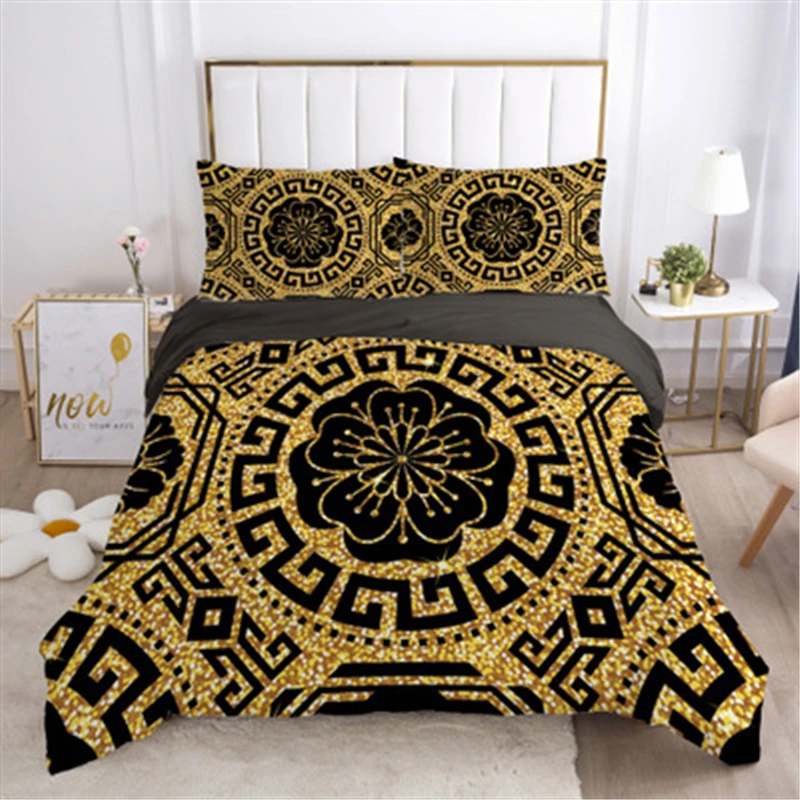 

3D Black Design Custom Comforter Case Duvet Quilt Cover Bedding Set Pillow case shams King Queen Double Single Size Home Textile