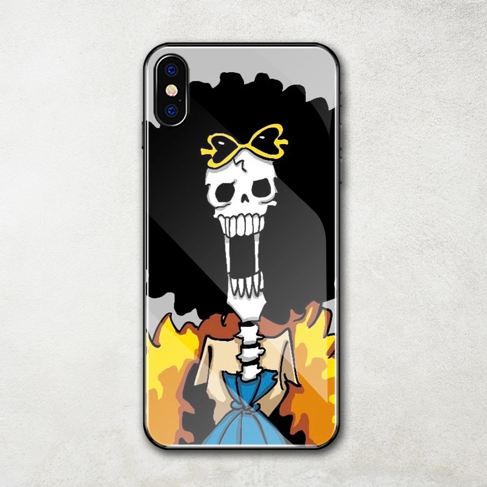 Аниме один кусок Брук стекло Жесткий Чехол для iphone x оболочка xr xs max 11 12 pro 6 6s 7 8 plus DIY