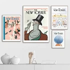 Журнал New Yorker, холст, принты, ретро плакаты и принты, винтажные Многослойные настенные картины, декор для гостиной, плакат