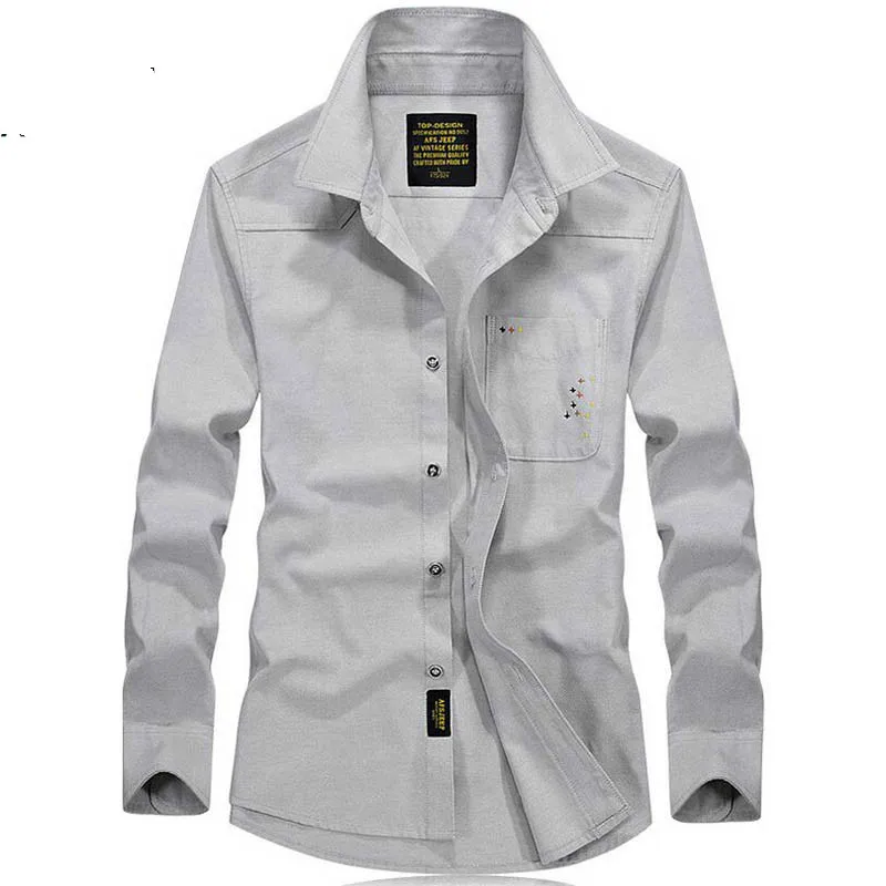 

Brand Men Shirt 100% Pure Cotton Long Sleeves Casual Shirts Men Plus Size S-4XL Camisa masculina Military Chemise Homme