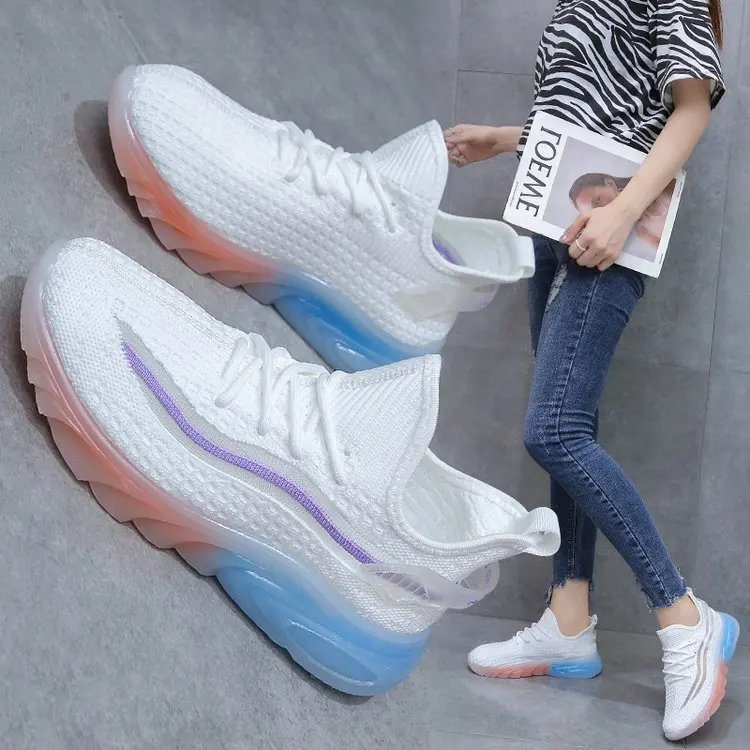 

2022 New Fashion Women's Shoes Korean Net Red Casual Thick Soles Students Versatile Dad Shoes Tide Light Lacing Sports Shoes