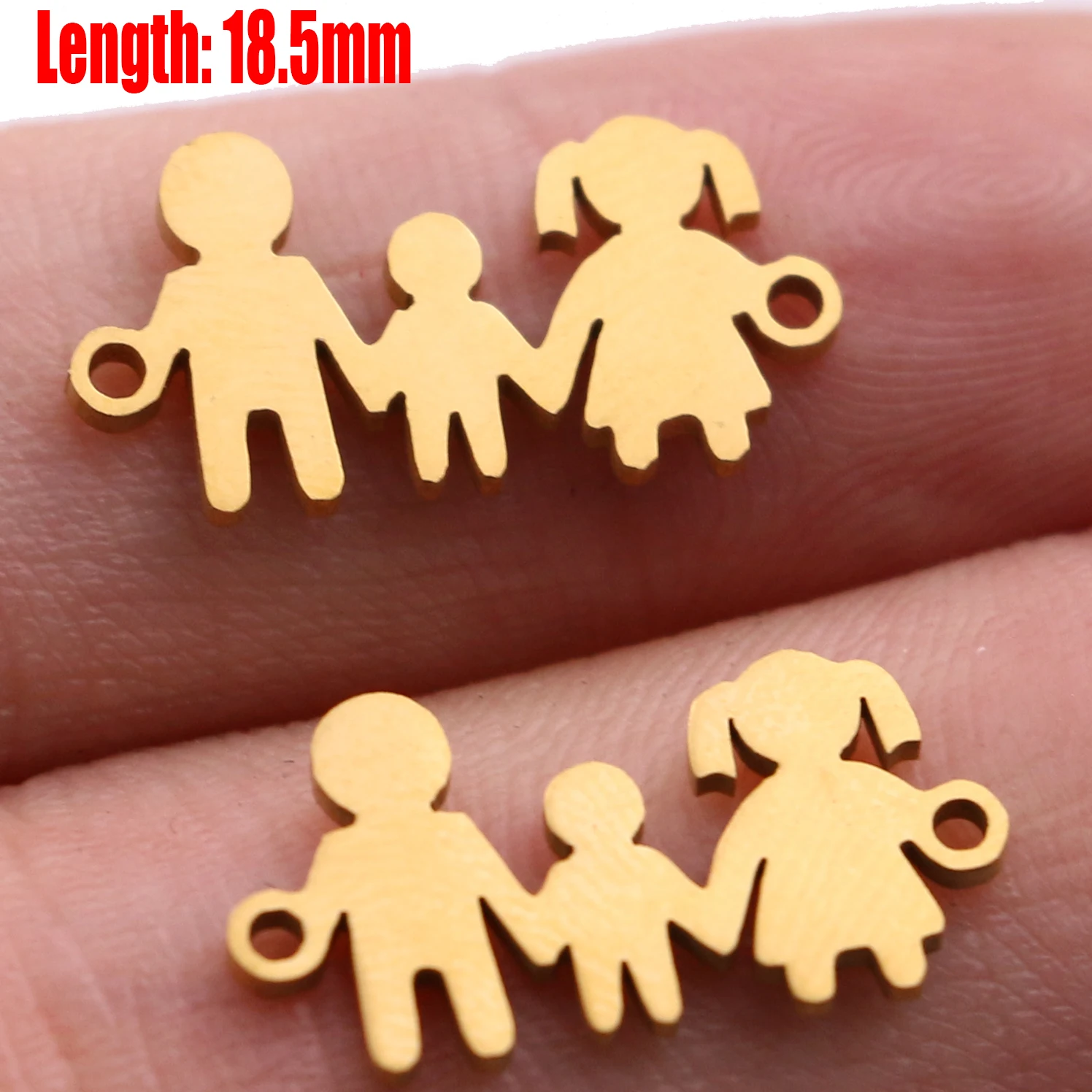 5pcs Family Chain Stainless Steel Pendant Necklace Parents and Children Necklaces Gold/steel Jewelry Gift for Mom Dad New Twice - Цвет: Gold 33