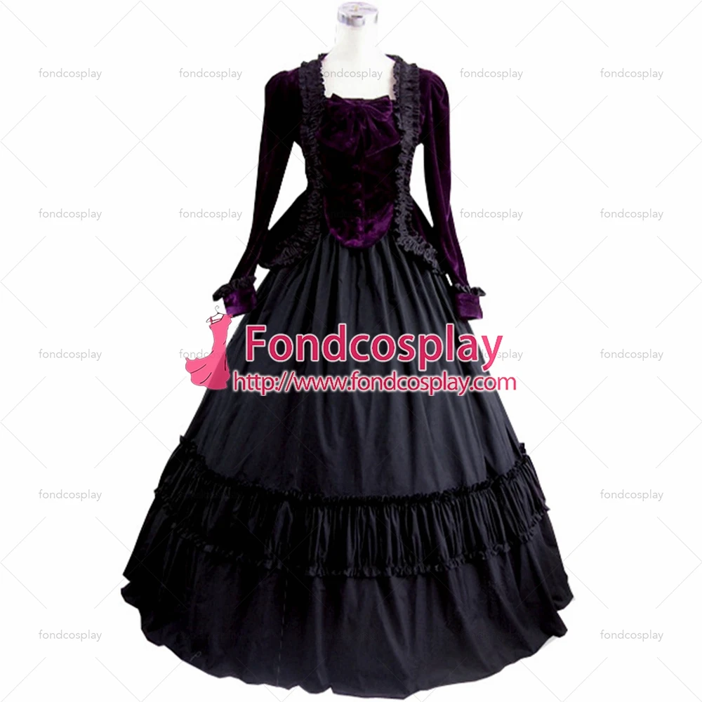 

fondcosplay Gothic Lolita Punk Medieval Gown Black Long Evening jacket black cotton skirt cosplay costume Tailor-made[CK1423]