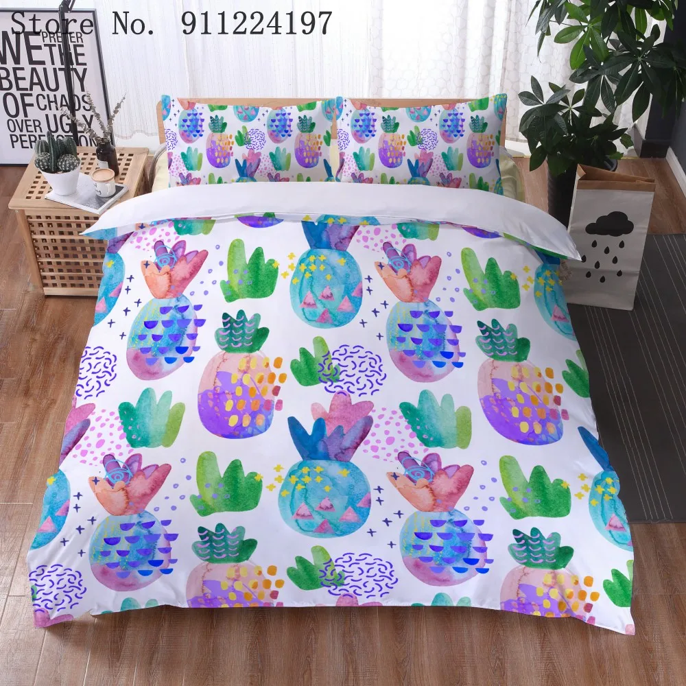 Комплект постельного белья с изображением ананаса дракона и фруктов