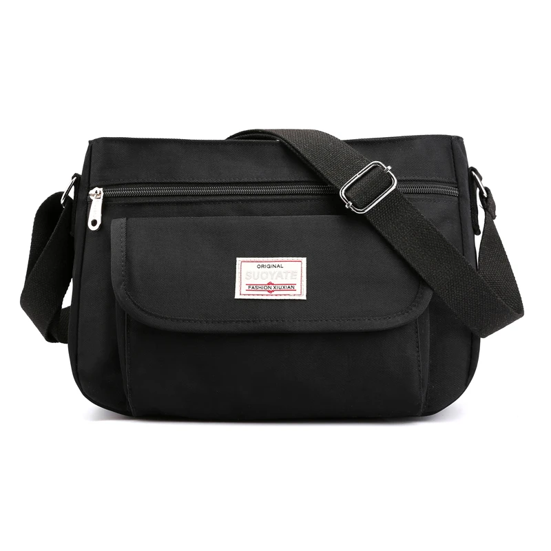 Модная женская нейлоновая сумка на плечо 2020 черная мессенджер молнии