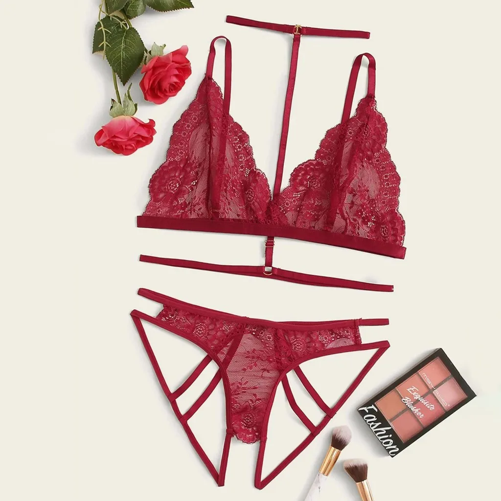 Кружевной комбинированный бюстгальтер стринги костюм с подвязками 3 предмета
