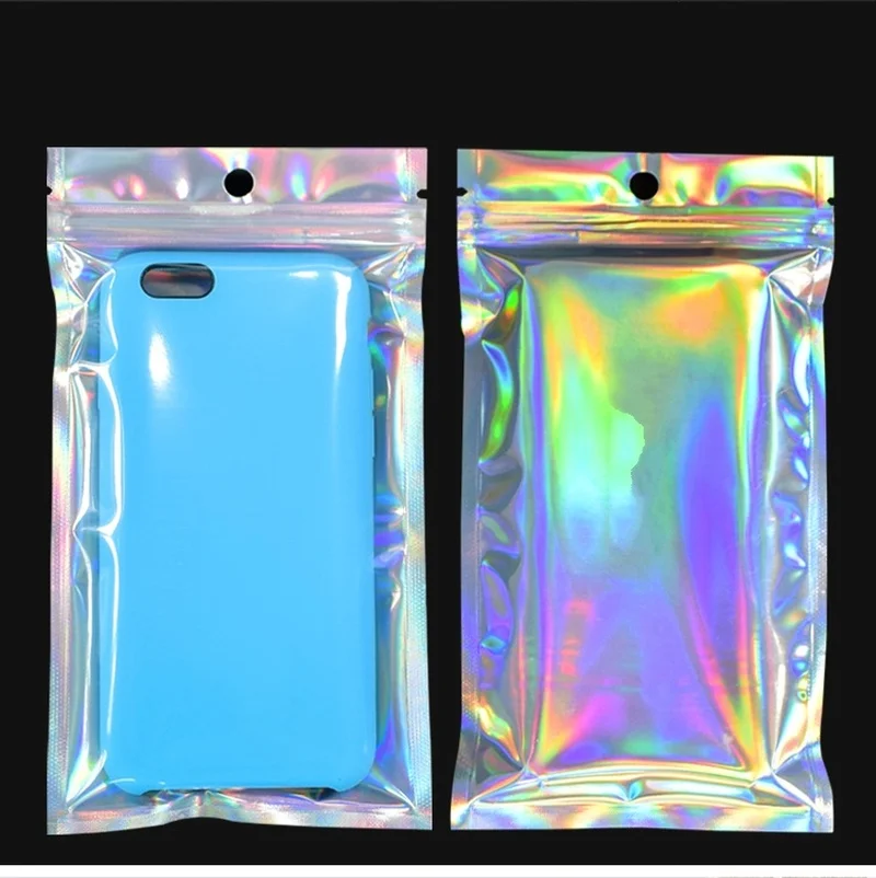 

10pcs Holographic Laser Translucent Zip Lock Packaging Resealable Eyelashes Storage Gift Bag Pouch Cosmetic Box For Wholesale
