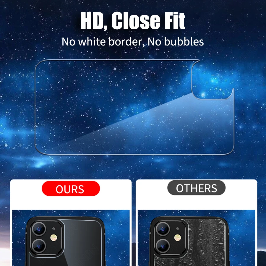RUZSJ 3 in 1 Front and Back Tempered Glass On For iPhone 13 Pro Max Screen Protector + Camera Lens Glass For iPhone 12 Pro Mini