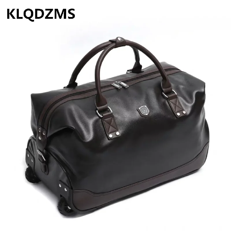 KLQDZMS Multifunctional Trolley Bag Men Fashion Travel Luggage Business Travel Handbag Portable Men's Bags Simple Black