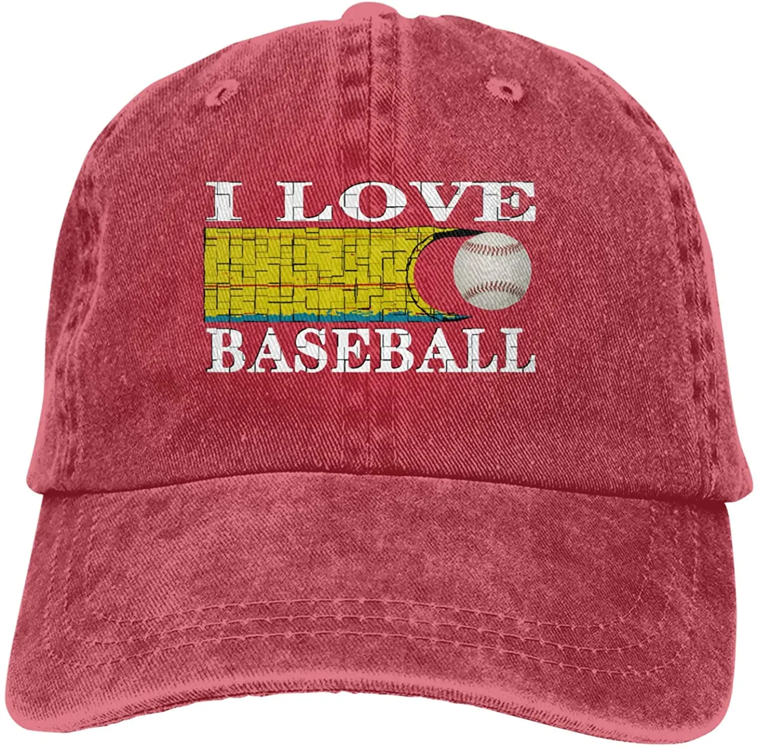 

I Love Baseball Sports Denim Cap Adjustable Unisex Plain Baseball Cowboy Snapback Hat