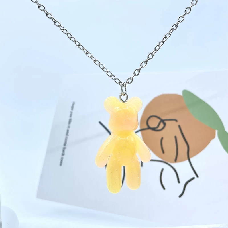 Новая мода 7 цветов милый медведь кулон ожерелье детский подарок на день рождения