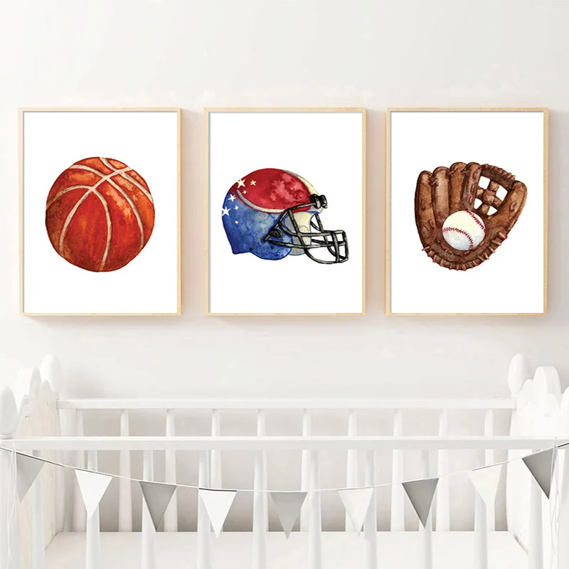 Футбол Баскетбол спорт холст Детская фотография Минималистичная Настенная