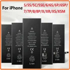Литий-полимерные аккумуляторы высокой емкости для iPhone 5 SE 5S 5C 6 S 7 Plus, аккумуляторы для телефонов iPhone 7, аккумуляторы X XS, 0 циклов