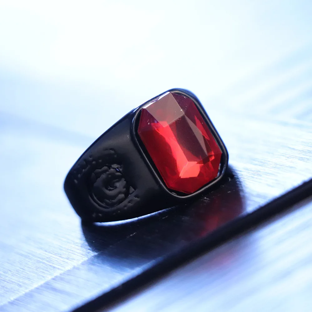 Красный Мужской тренд кольцо панк кольца для мужчин Готический юбилей подарок