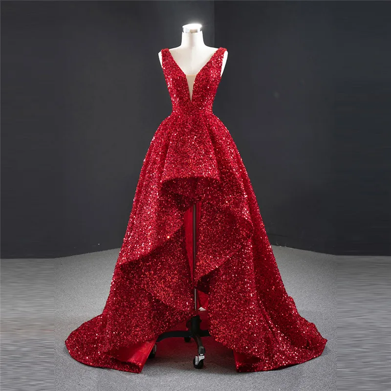 

Новинка 2021, шикарные красные платья трапециевидной формы для выпускного вечера, на шнуровке, корсет, плиссированные, Hi-Lo, женские вечерние п...