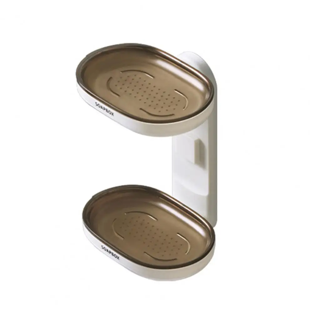

Double Layer Wall Mount Soap Rack Draining Holder Kitchen Bathroom Storage Box