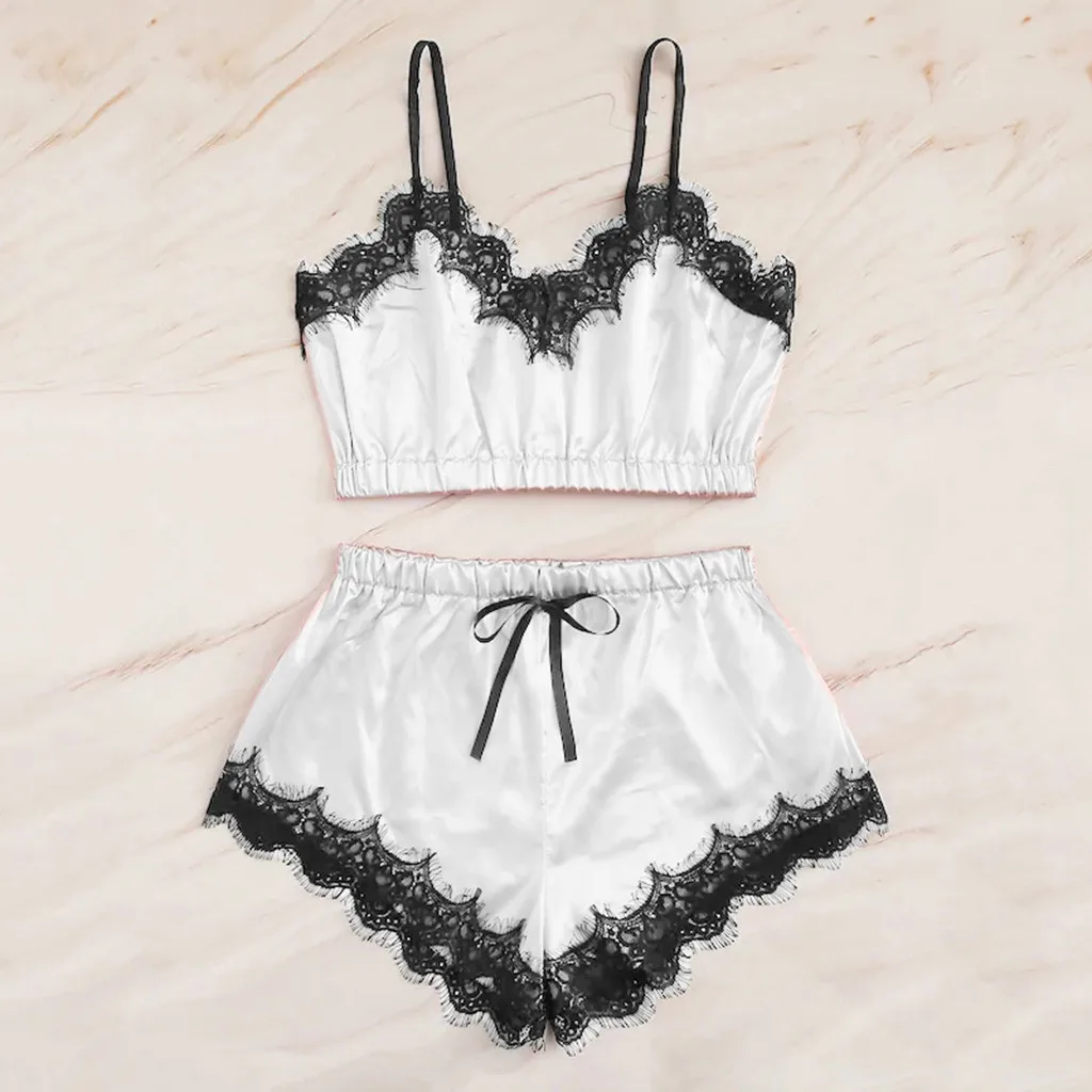 Женский Атласный топ на бретельках пикантная Ночная рубашка без рукавов с