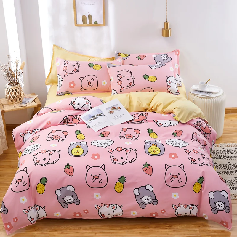 

2020 New Home bedding set 3/ 4pcs duvet cover set AB side bed linen flat sheet reversile bedclothes adult Geometric cotton set