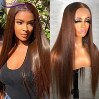13x4 lace front human hair wigs brazilian wigs 180 straight brown color lace frontal wigs for black women preplucked human hair
