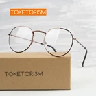 Круглые металлические очки Toketorism для мужчин и женщин, оправы для очков при близорукости