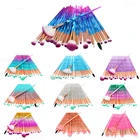 Кисти для макияжа, 20 шт.лот, с цветными бриллиантами, для смешивания теней, основы, пудры, бровей, косметические кисти, набор для макияжа с единорогом