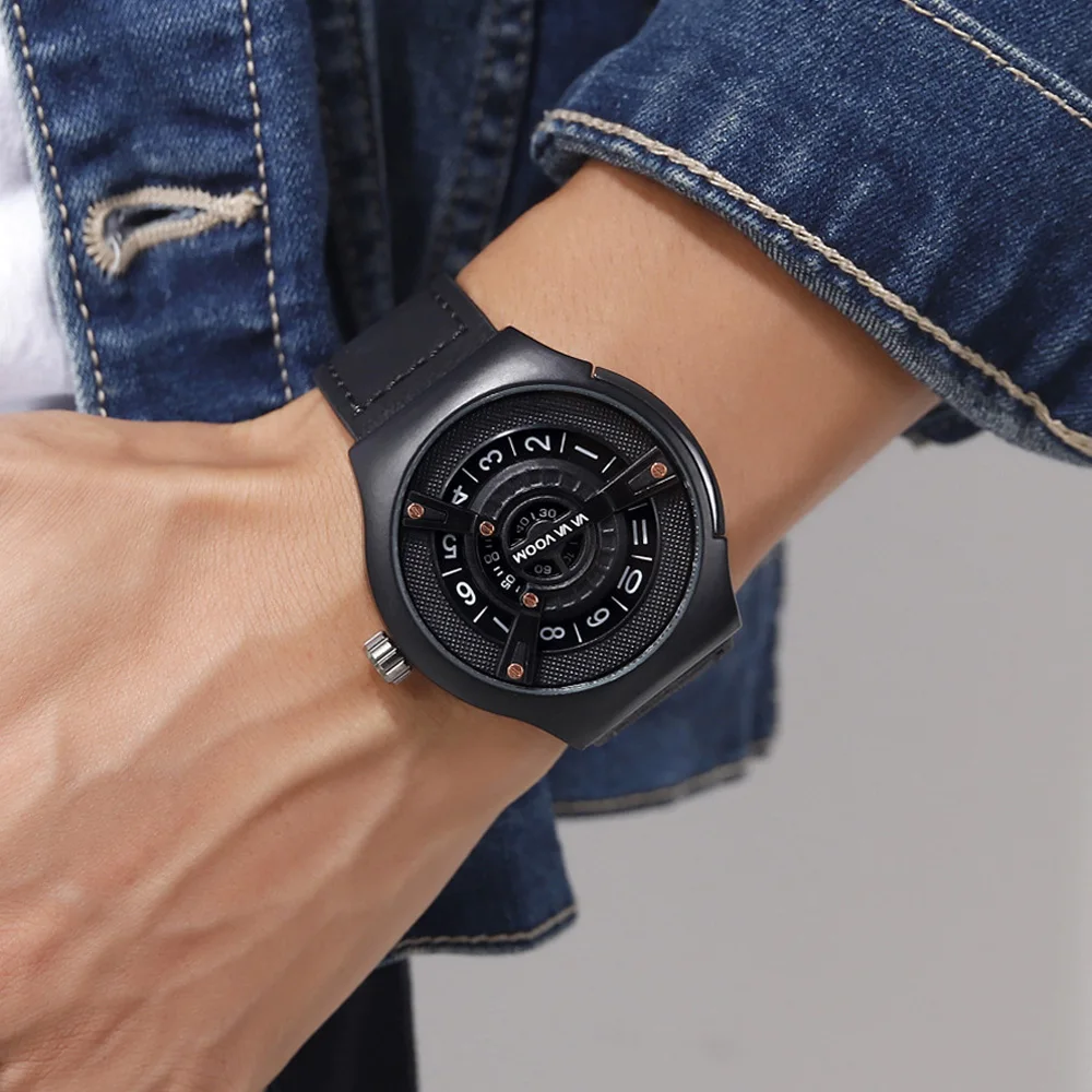 

New Waterproof Fashion Outdoor Watch Men Sports Casual Men's Watch Leather Quartz Wrist Watch Creative Dial Big Male Clock 2019
