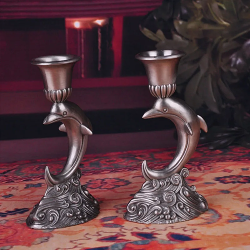 Античная Ретро подсвечник бытовой интерьера Дельфин металла статуэтки