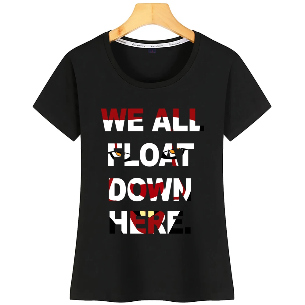 Топы Футболка Для женщин клоун его мы все поплавок сюда комиксов надписями