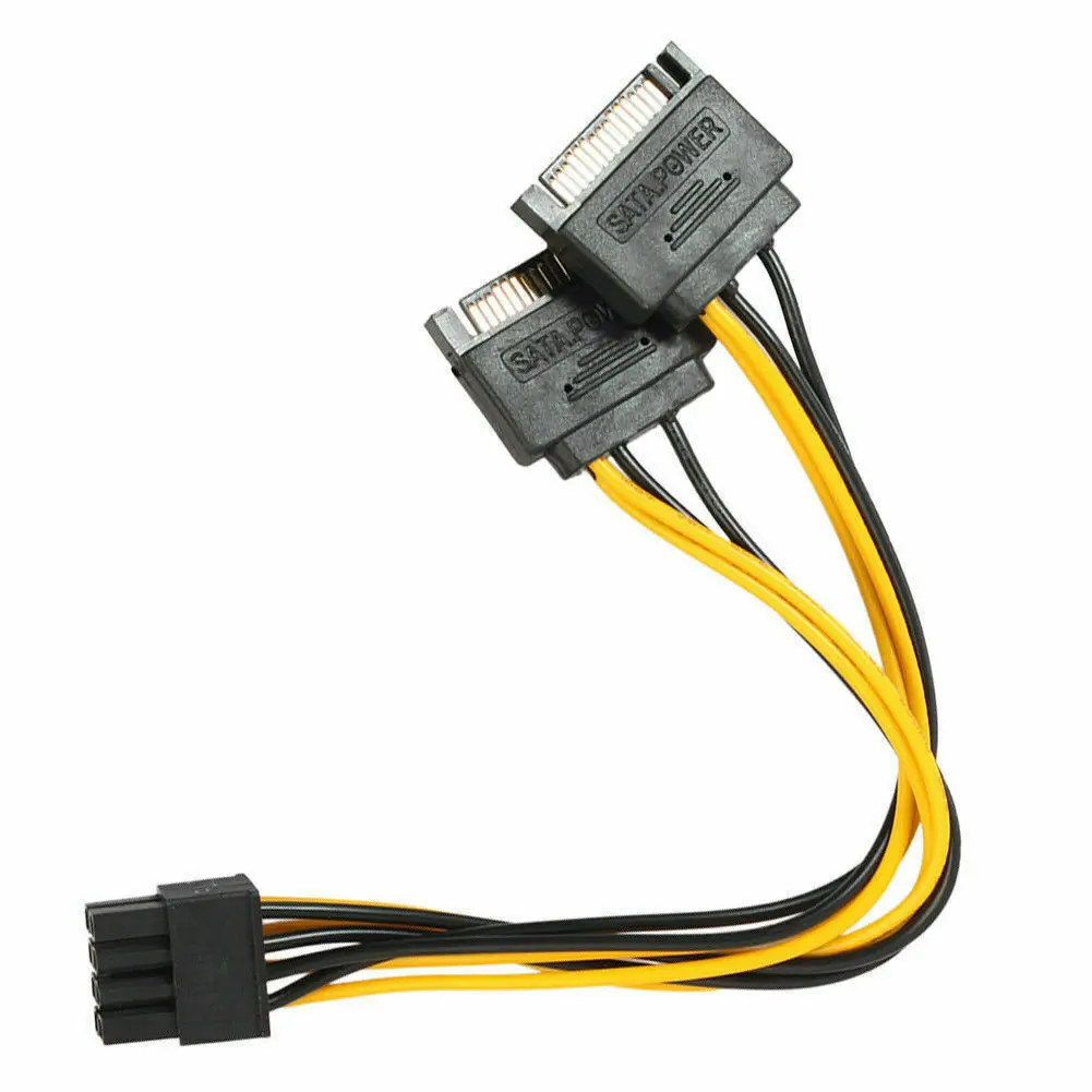 

10pcs 15pin SATA Male to 8pin(6+2) PCI-E Power Supply Cable 20cm SATA Cable 15-pin to 8 pin Cable Wire for Graphic Card