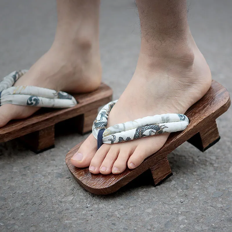 Summer Kimono Geta Clogs Wooden Shoes Anime Cosplay Flip Flop Men Japanese Style Traditional Platform Sandals Yukata Spa Slipper |