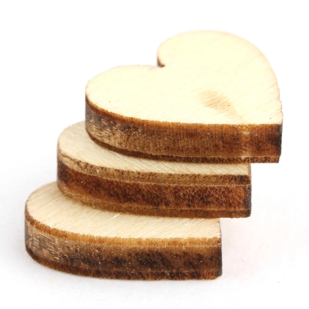 100 шт деревянные пуговицы в форме сердца разные размеры Деревенское шитье