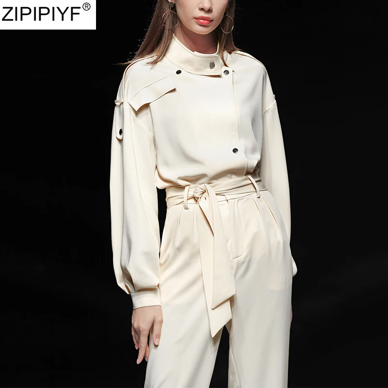 2020 OL стиль 2 шт женский брючный костюм уличная одежда стоячий воротник длинный