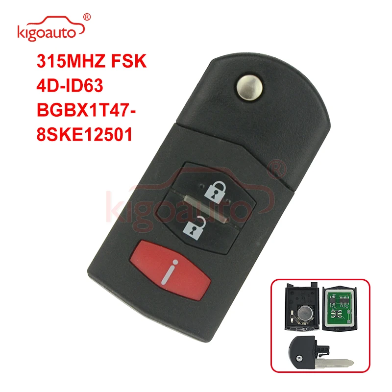 

Kigoauto клавиша 2 кнопки с паникой 315 МГц BGBX1T478SKE12501 для Mazda 3 5 6 Автомобильный Дистанционный ключ