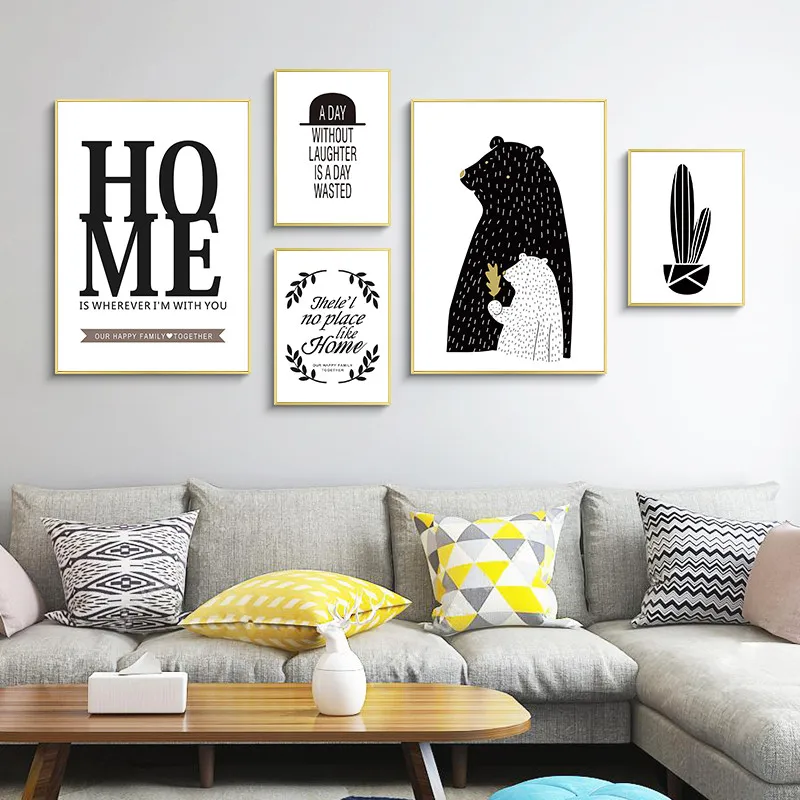 

Nordic English Motivational Motto Abstract Cactus Text Canvas Painting Sofa Wall Picture Print And Poster Living Room Decoration
