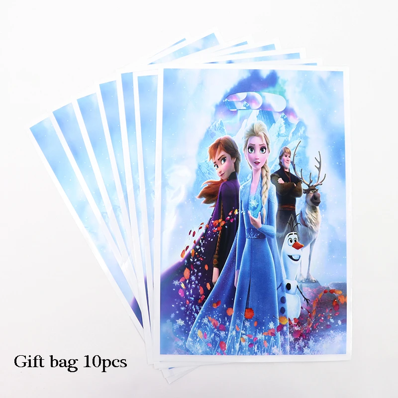 Gift bag 10pcs Платье принцессы «Холодное сердце» 2 вечерние поставки «Холодное сердце» вечерние Бумага соломы тарелки чашки для девочек с героями мультфильма «Холодное сердце»; 2 платья Эльзы и Анны для дня рождения Декор вечерние скатерть - Цвет: Gift bag 10pcs