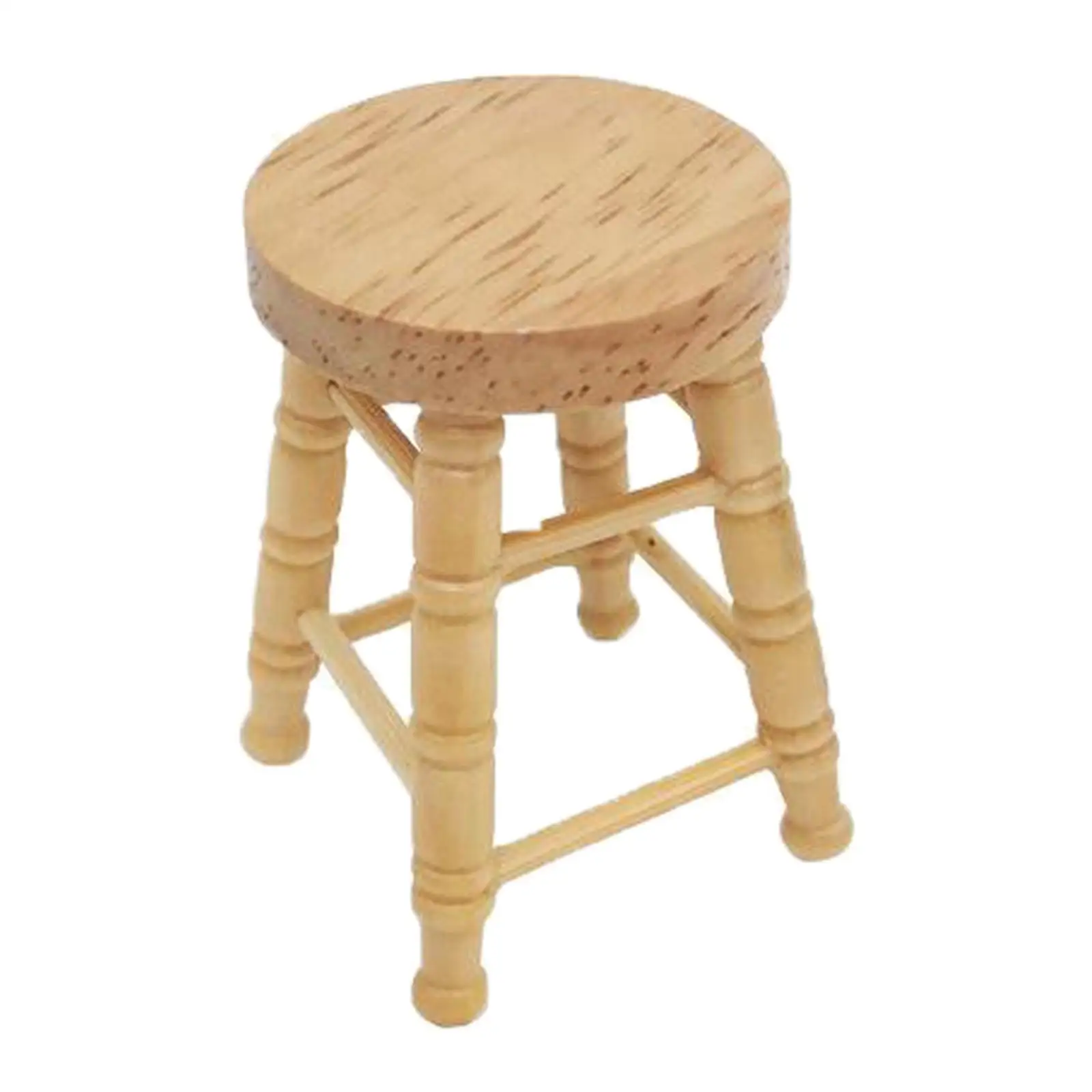 

1pc Wooden 1/12 Scale Dollhouse Mini Stool Life Scene Accessories Toys Gifts Age