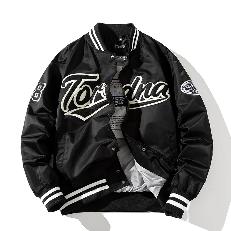 

Bomber jacket men Streetwear Slim thin windbreaker Mens Harajuku embroidery Hip Hop Jackets Casual Outwear hooded Jacke