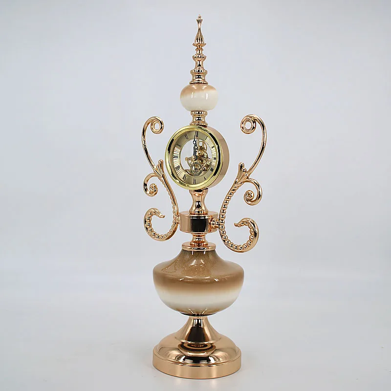 

Vintage Clock RetroHandmade Amber Ceramic metal table Clock Home Decoration able centerpieces