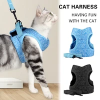 adjustable cat harness pet anti escape harnessleash set breathable soft vest for small dogs cats outdoor walking pets supplies