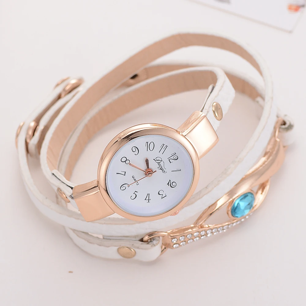 

Watch Women Luxury Gold Eye Gemstone Dress Watches Women Gold Bracelet Halloween Gift Leather Quartz Wristwatches