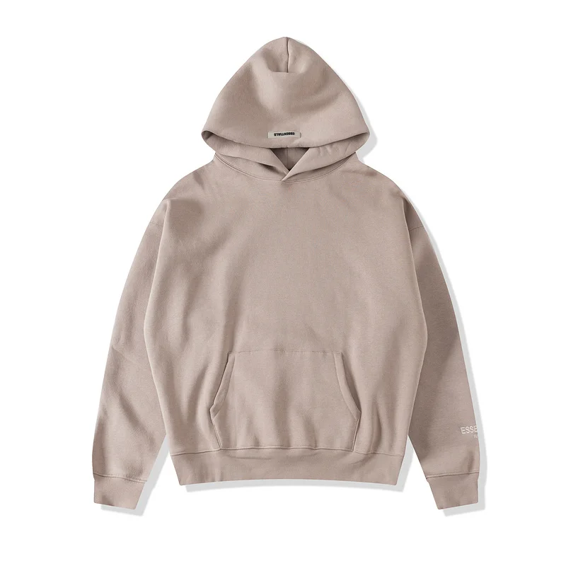Хаки Толстовки мужские/женские kanye west fog свободные ovesized предметы первой необходимости Светоотражающие толстовки с вышивкой - Цвет: Хаки