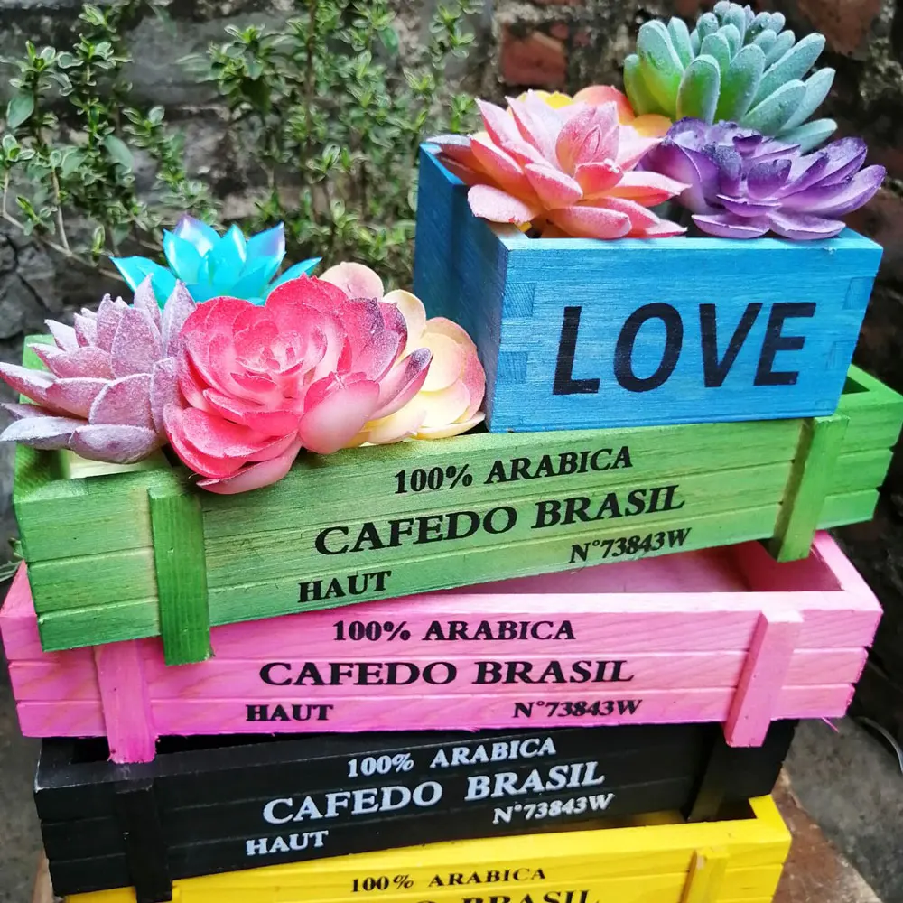 

Wooden Garden Flower Planter Succulent Nursery Pot Rectangle Trough Box Plant Bed Home Garden Office Bedroom Living Room Decor