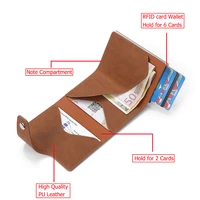 bycobecy rfid blocking protection card holder men id credit wallet pu leather metal aluminum creditcard business bank card case