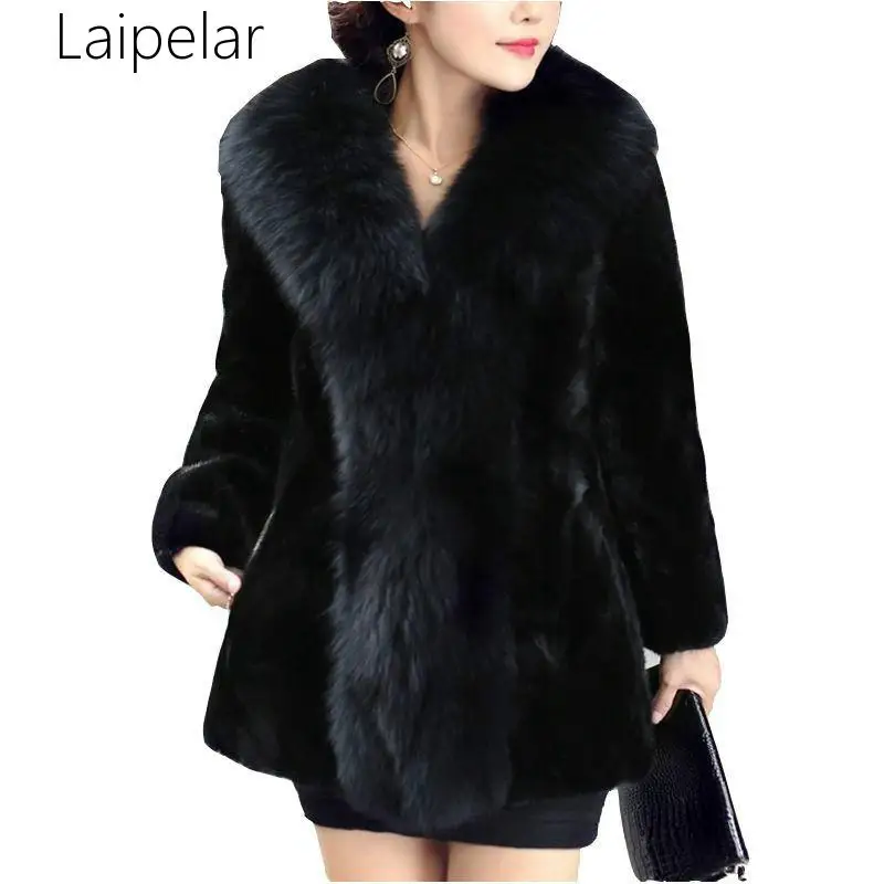 

Женская куртка из искусственного меха, большие размеры, новинка зимы 2019, модное облегающее пальто для женщин, плотная теплая элегантная Сво...